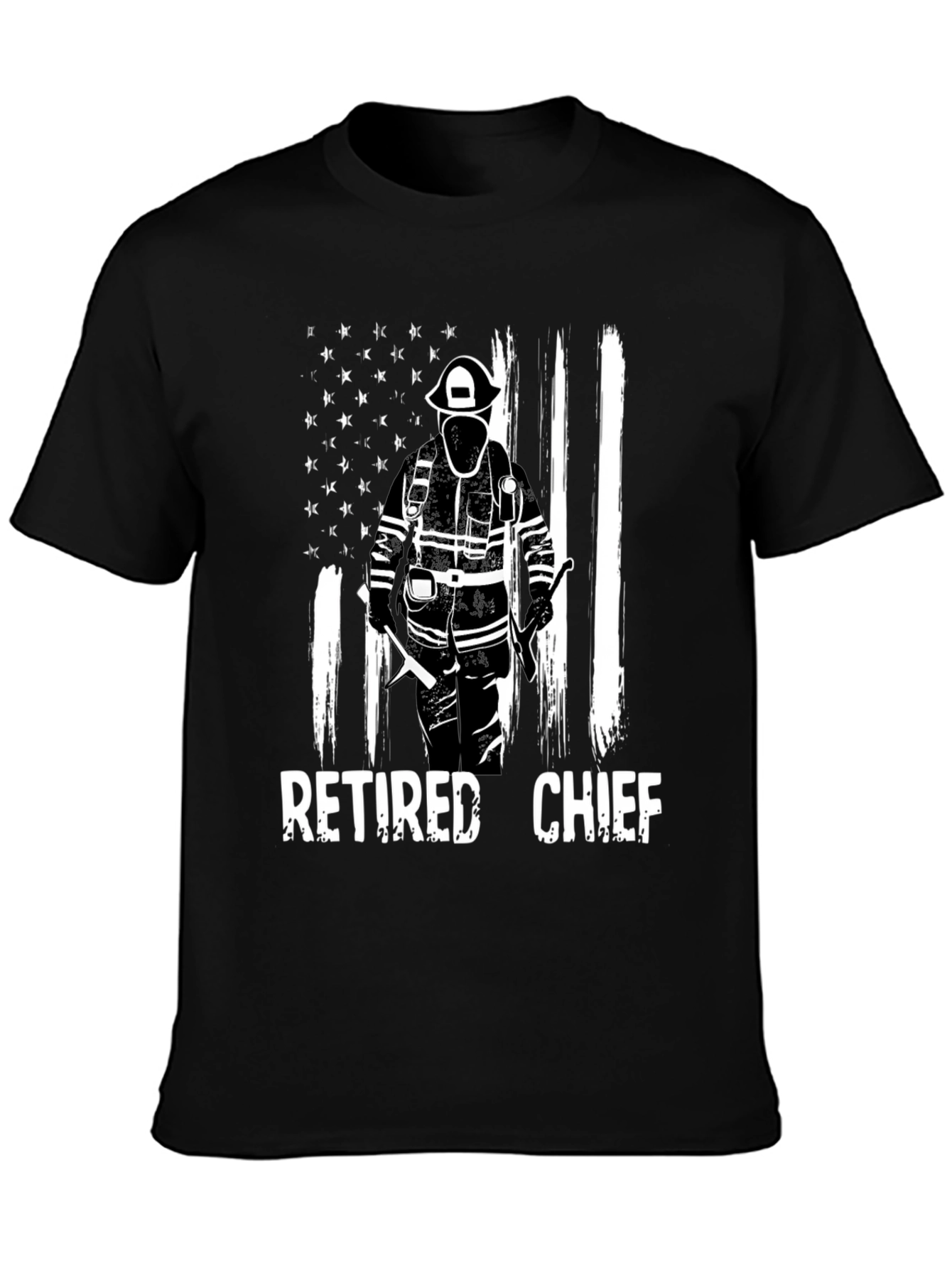 Retired Fire Chief T-Shirt - American Flag Design
