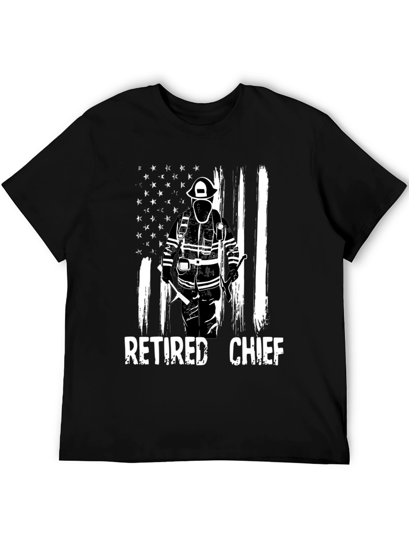Retired Fire Chief T-Shirt - American Flag Design