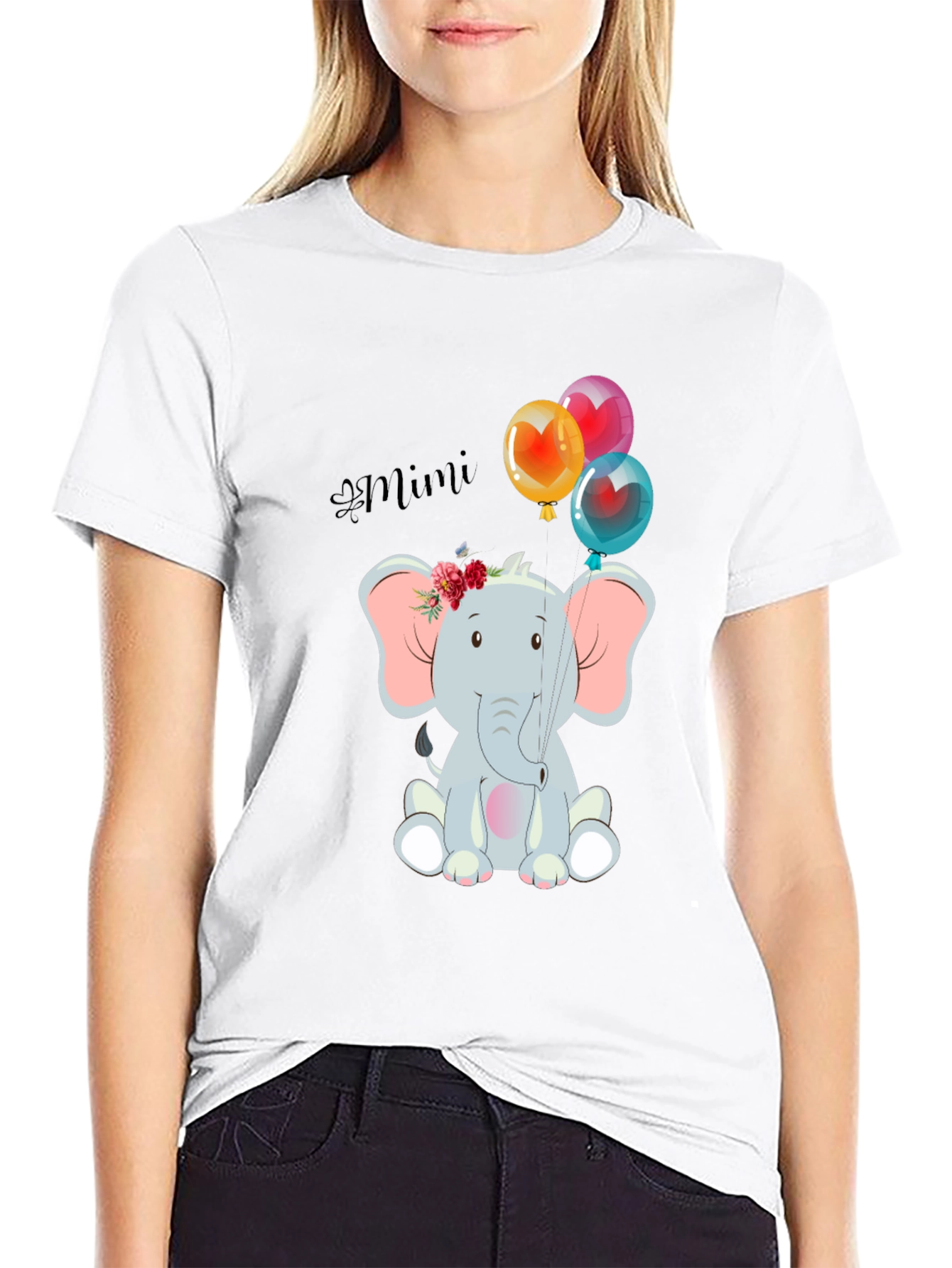Elephant Mimi Balloons Graphic Tee Shirt