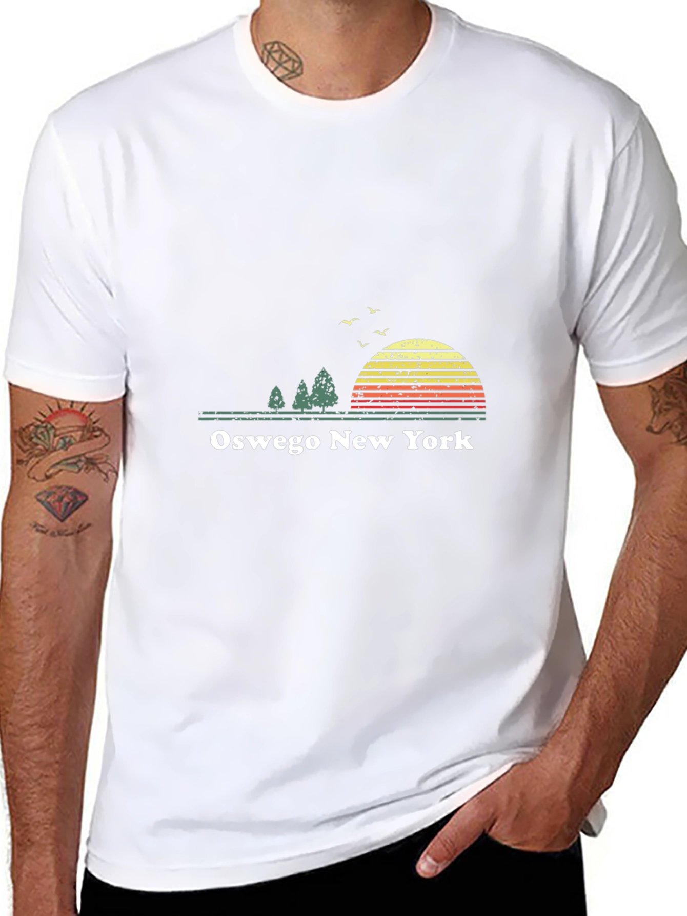 Oswego New York Retro Sunset Graphic T-Shirt