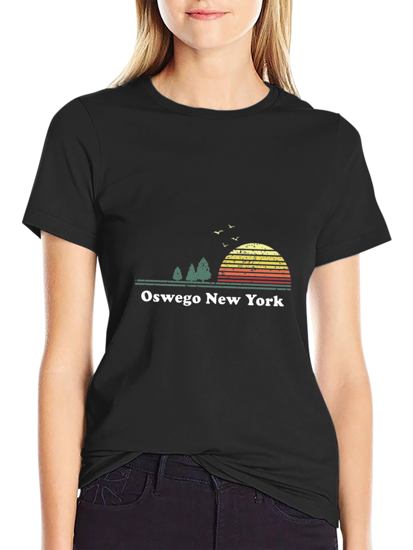 Oswego New York Retro Sunset Graphic T-Shirt