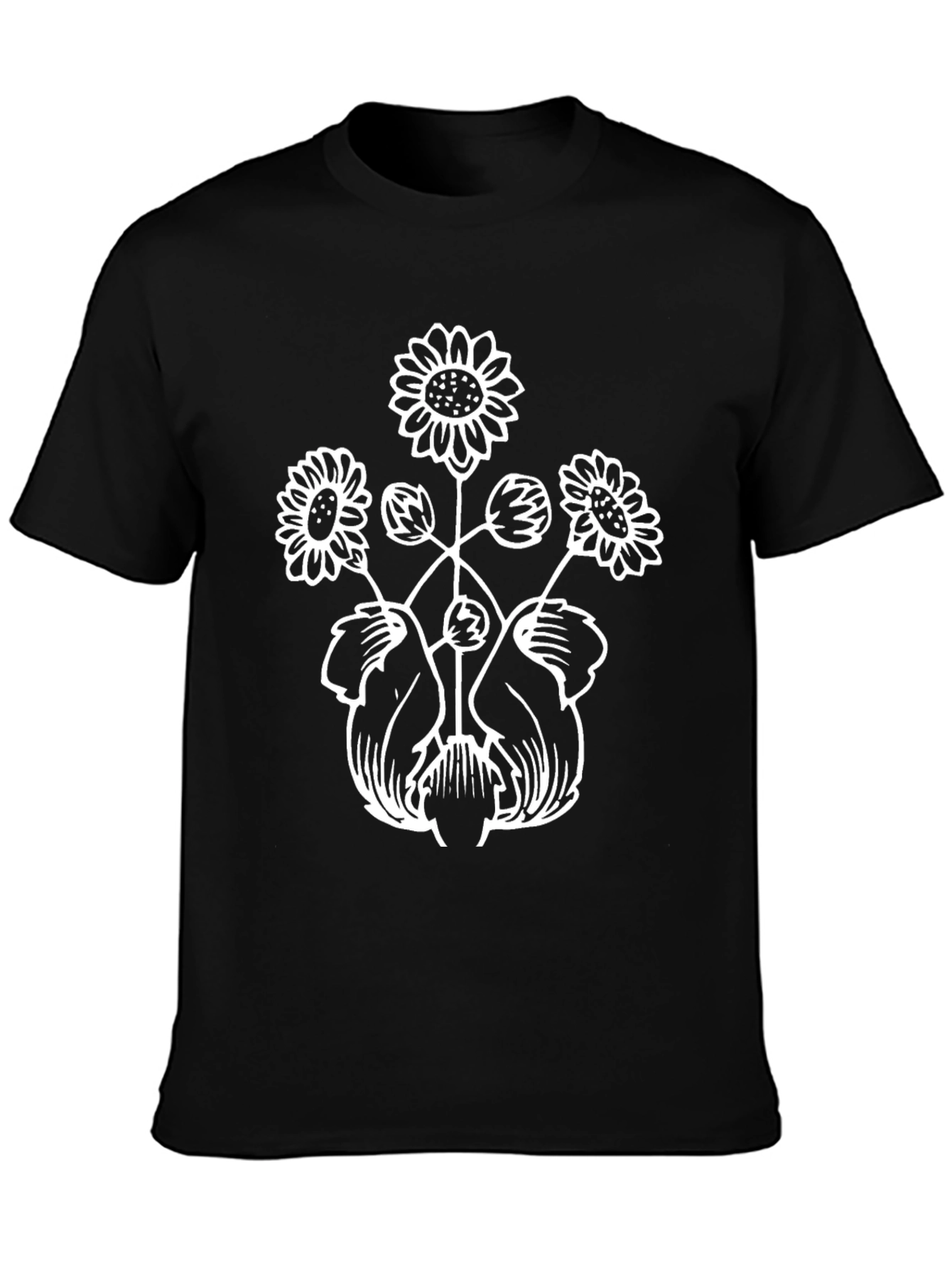 Floral Graphic Tee - Black Cotton Comfort