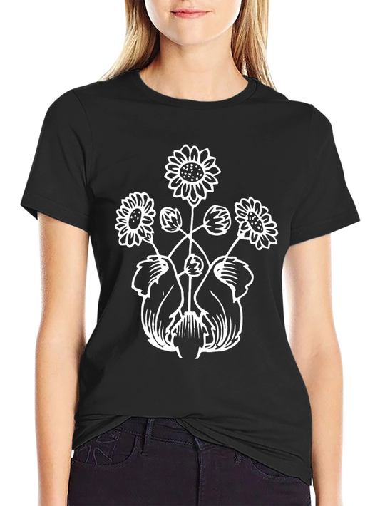 Floral Graphic Tee - Black Cotton Comfort