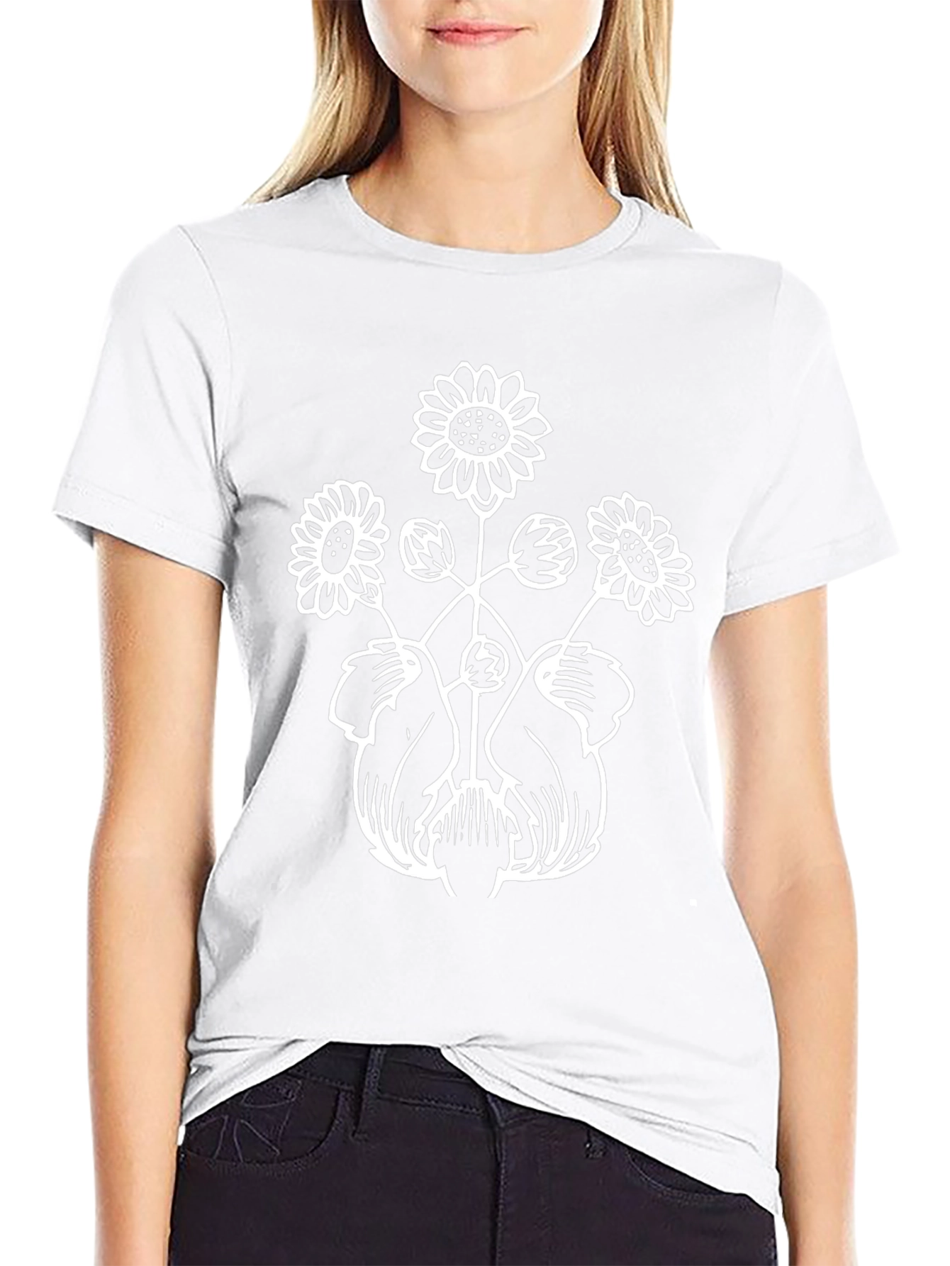 Floral Graphic Tee - Black Cotton Comfort