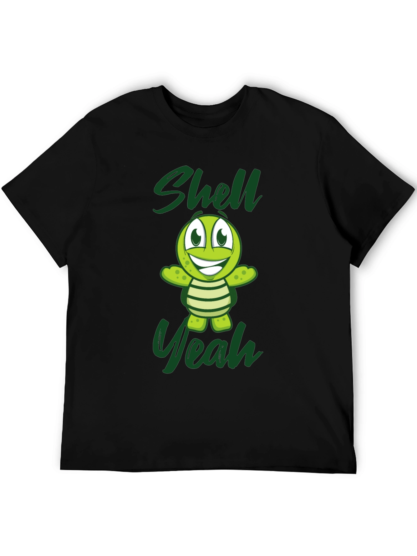 Shell Yeah Turtle Graphic Tee - Black Cotton T-Shirt
