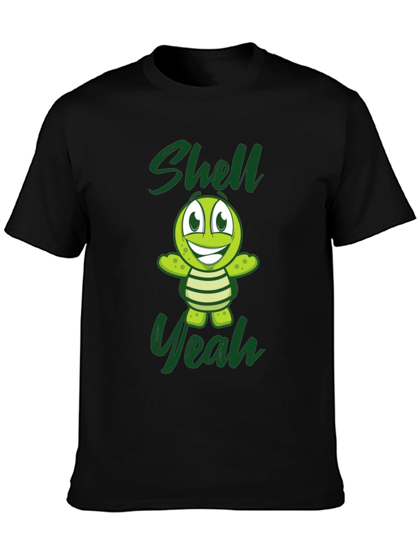 Shell Yeah Turtle Graphic Tee - Black Cotton T-Shirt