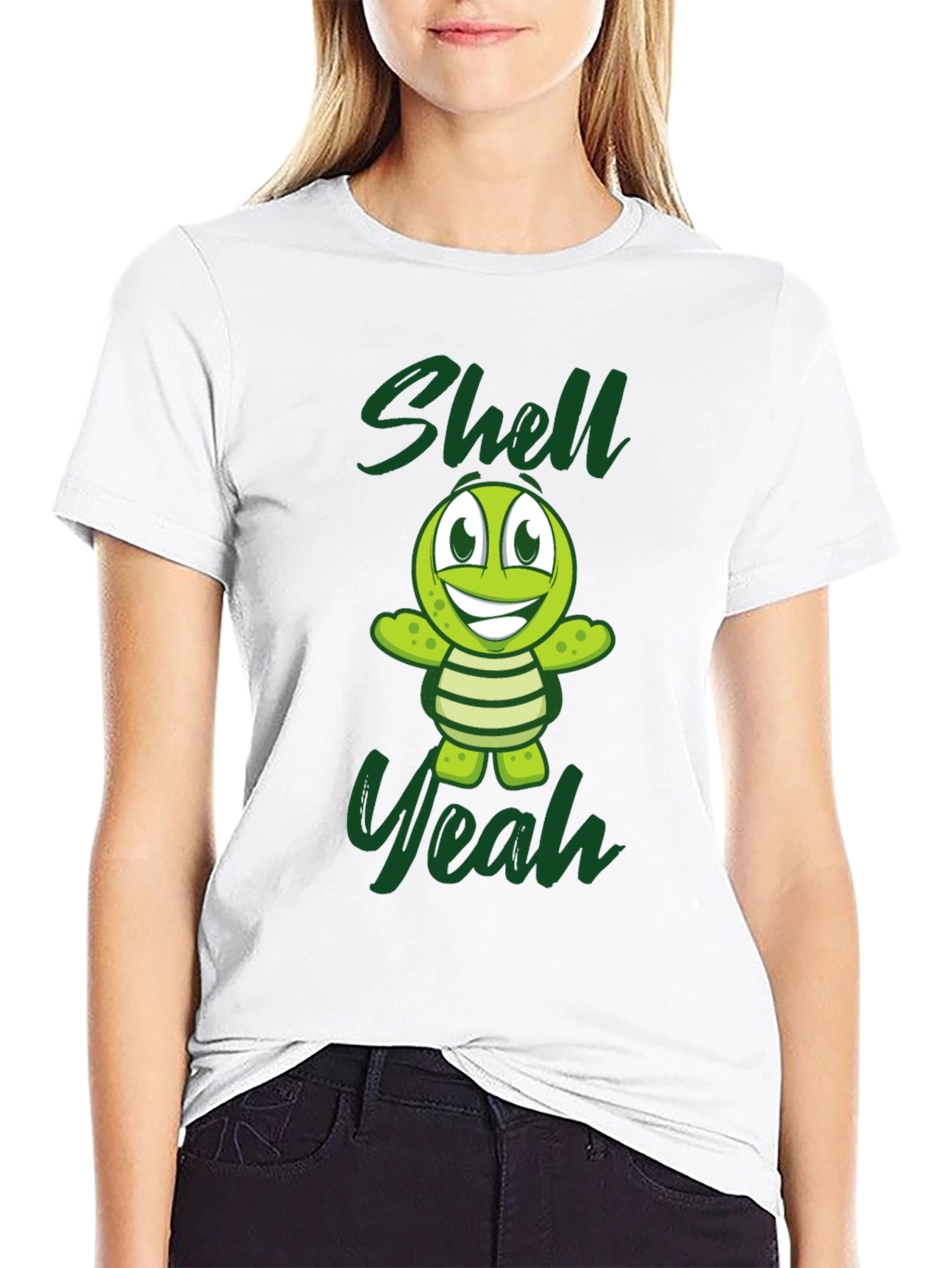 Shell Yeah Turtle Graphic Tee - Black Cotton T-Shirt
