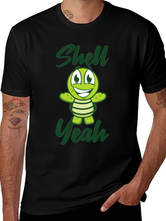 Shell Yeah Turtle Graphic Tee - Black Cotton T-Shirt