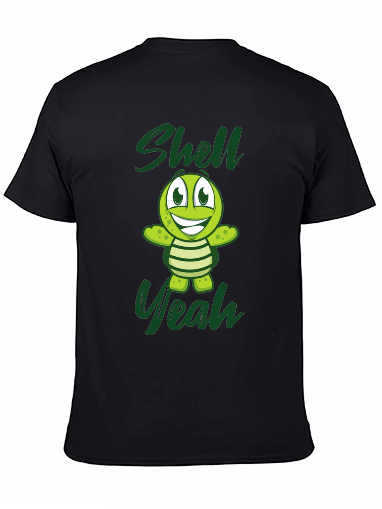 Shell Yeah Turtle Graphic Tee - Black Cotton T-Shirt