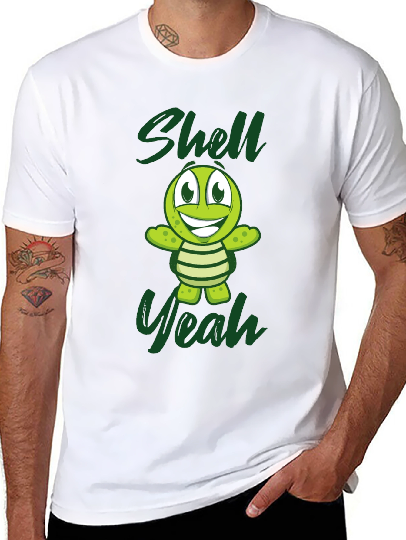 Shell Yeah Turtle Graphic Tee - Black Cotton T-Shirt