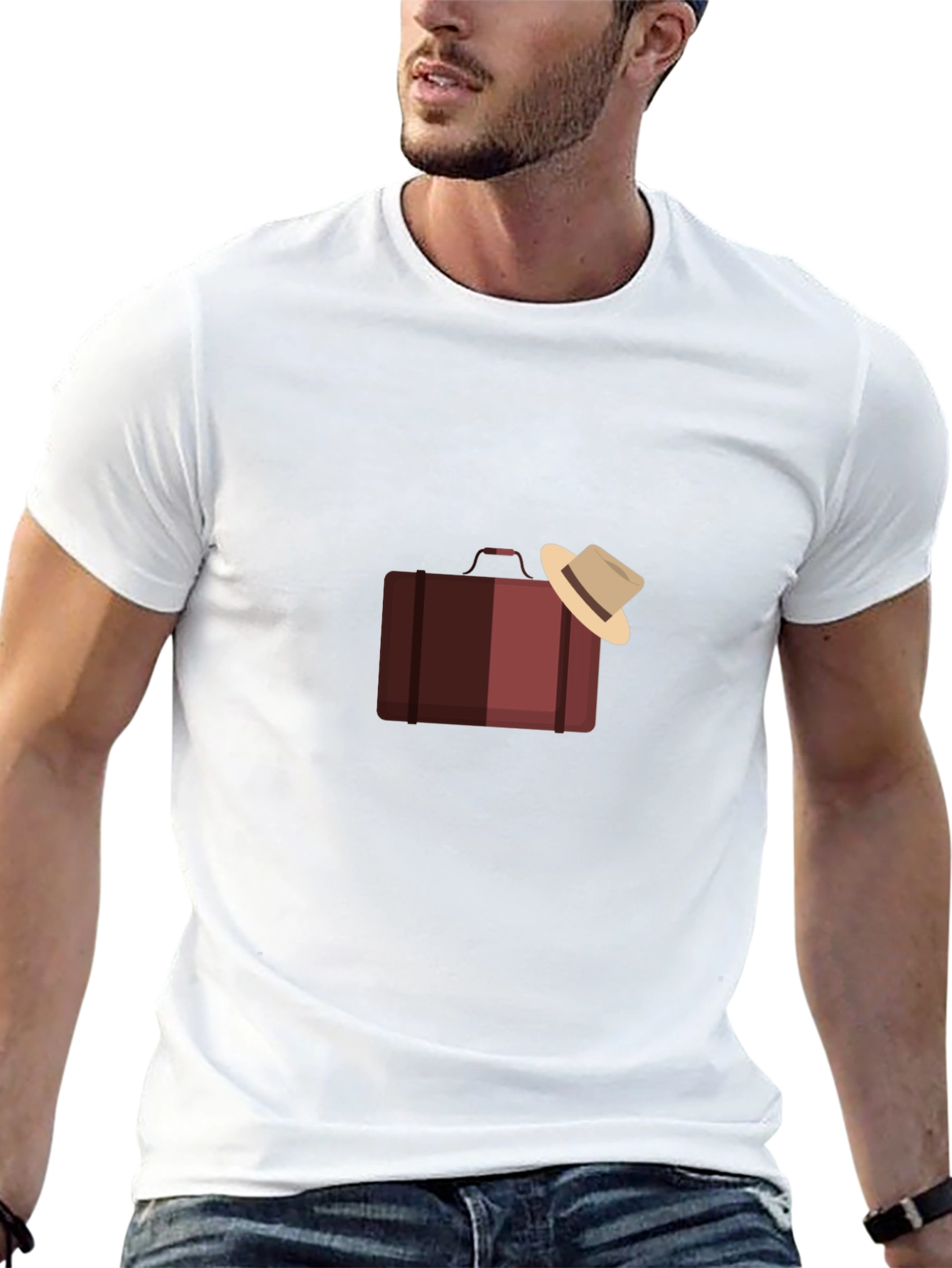 Suitcase and Hat Graphic T-Shirt