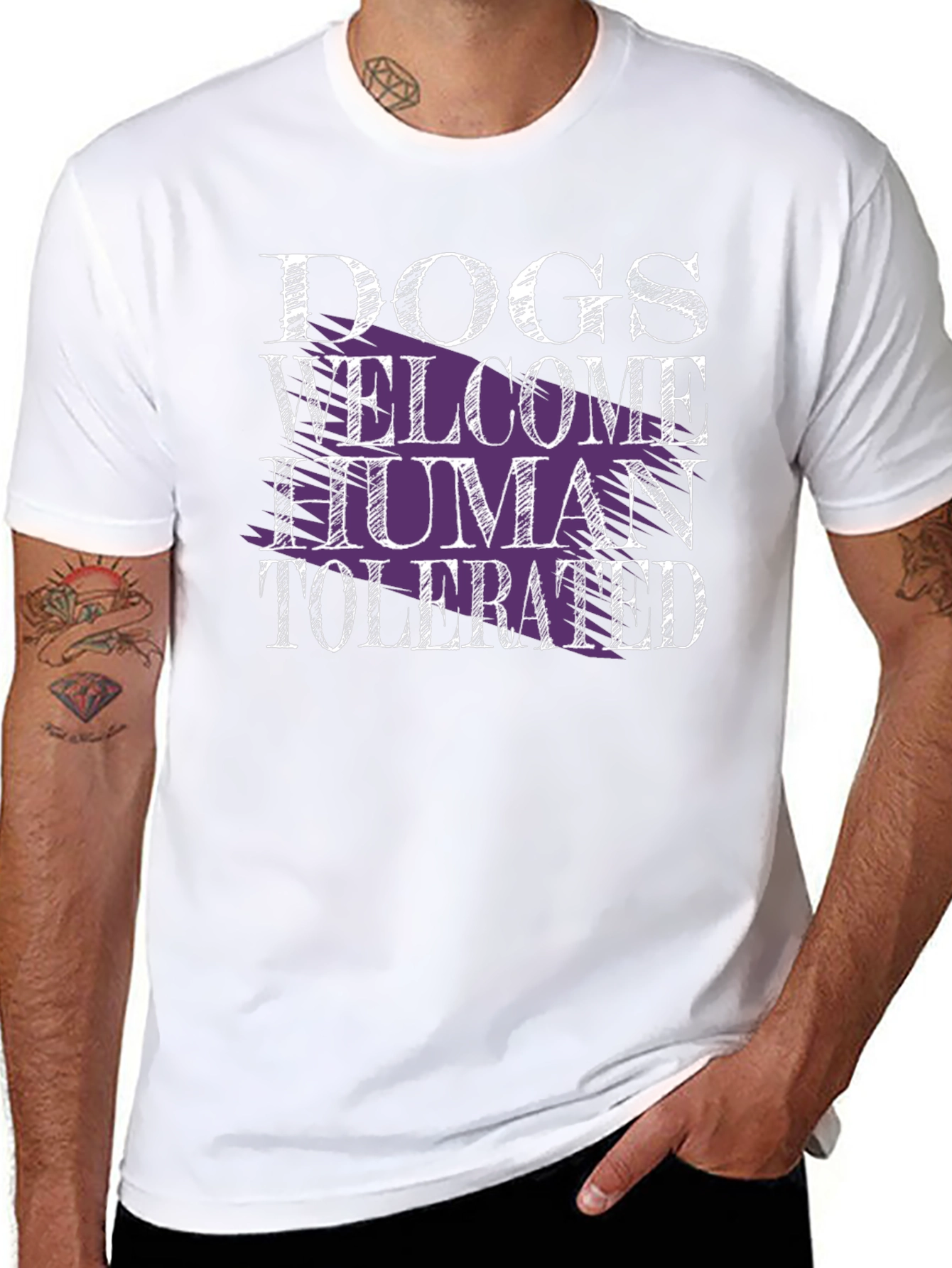 Dogs Welcome Human Tolerated Graphic Tee