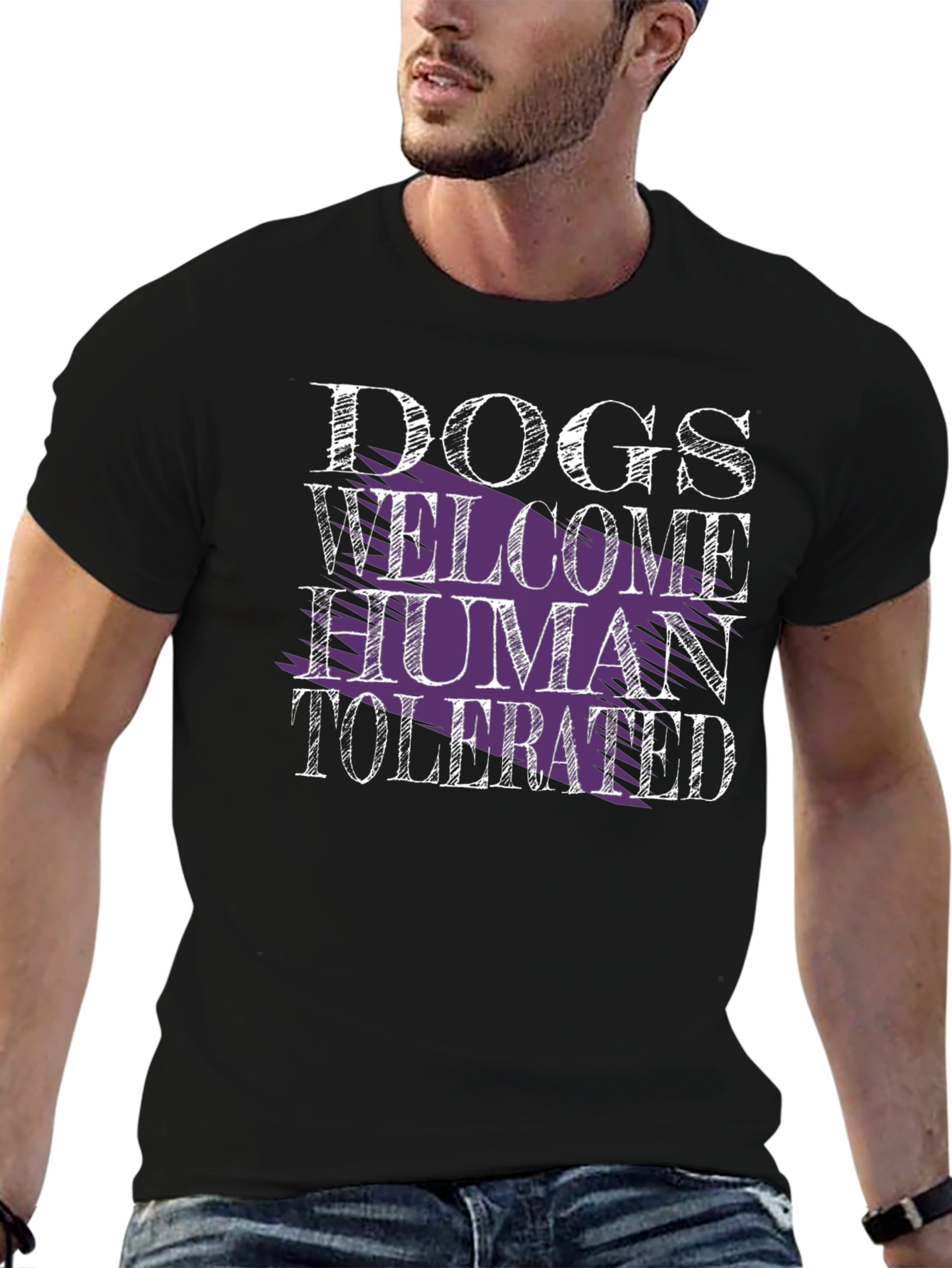Dogs Welcome Human Tolerated Graphic Tee