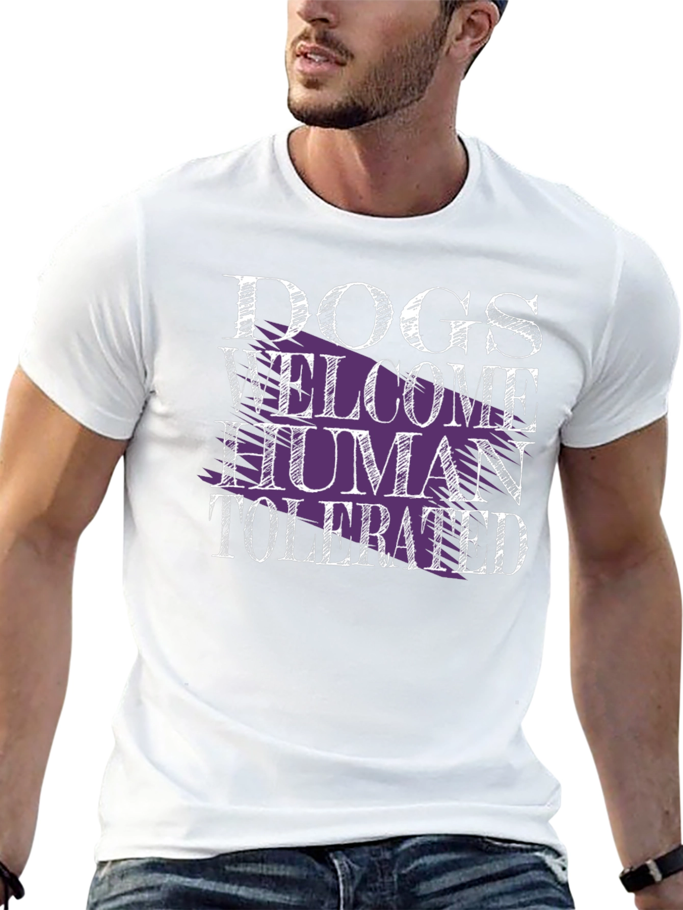 Dogs Welcome Human Tolerated Graphic Tee