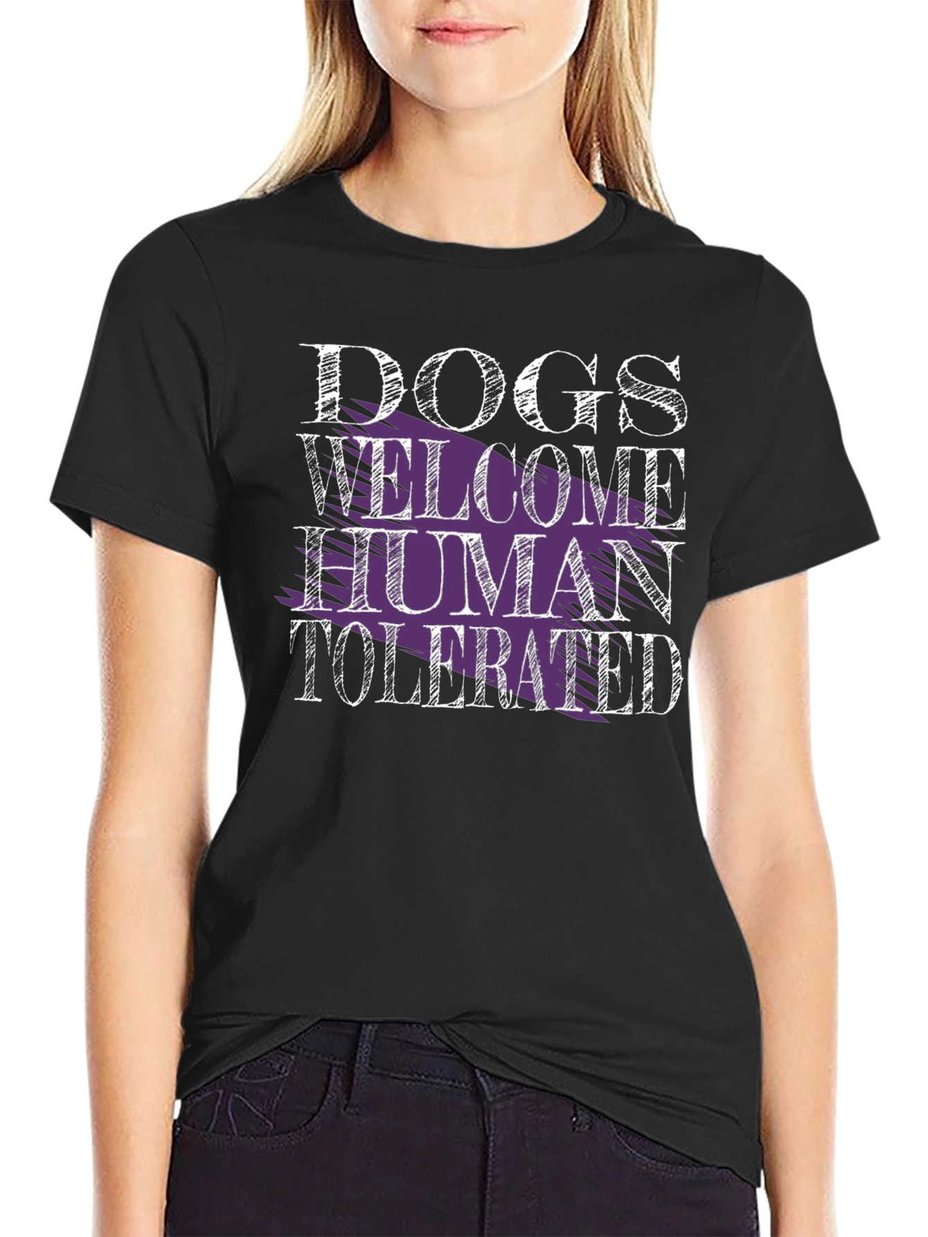 Dogs Welcome Human Tolerated Graphic Tee