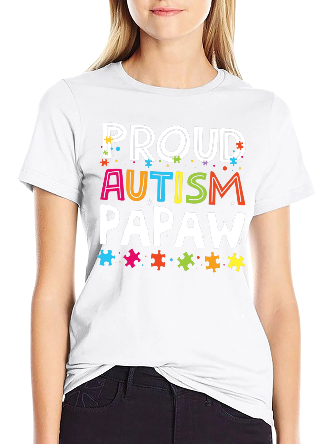 Proud Autism Papaw T-Shirt - Awareness Support Tee