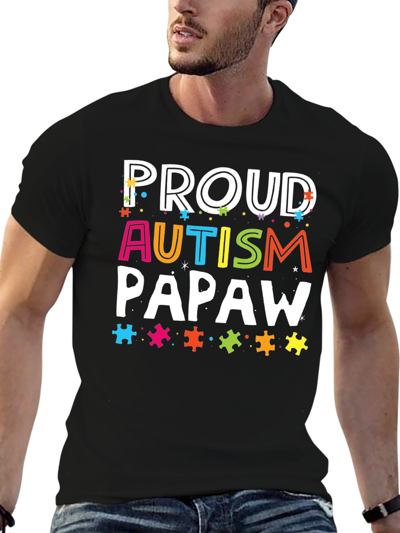 Proud Autism Papaw T-Shirt - Awareness Support Tee