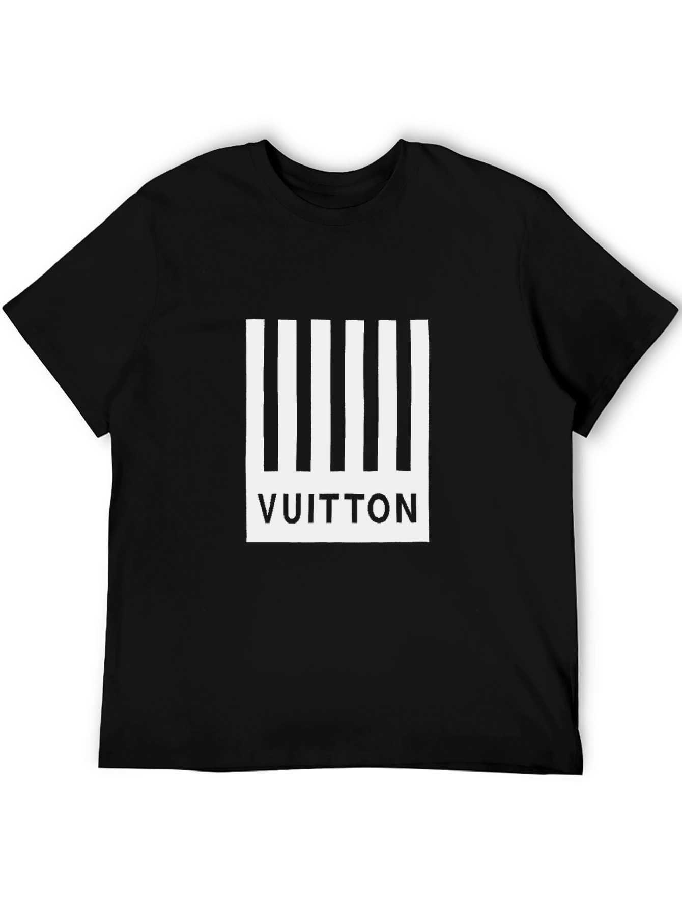 Mens Black Striped Vuitton Graphic T-Shirt