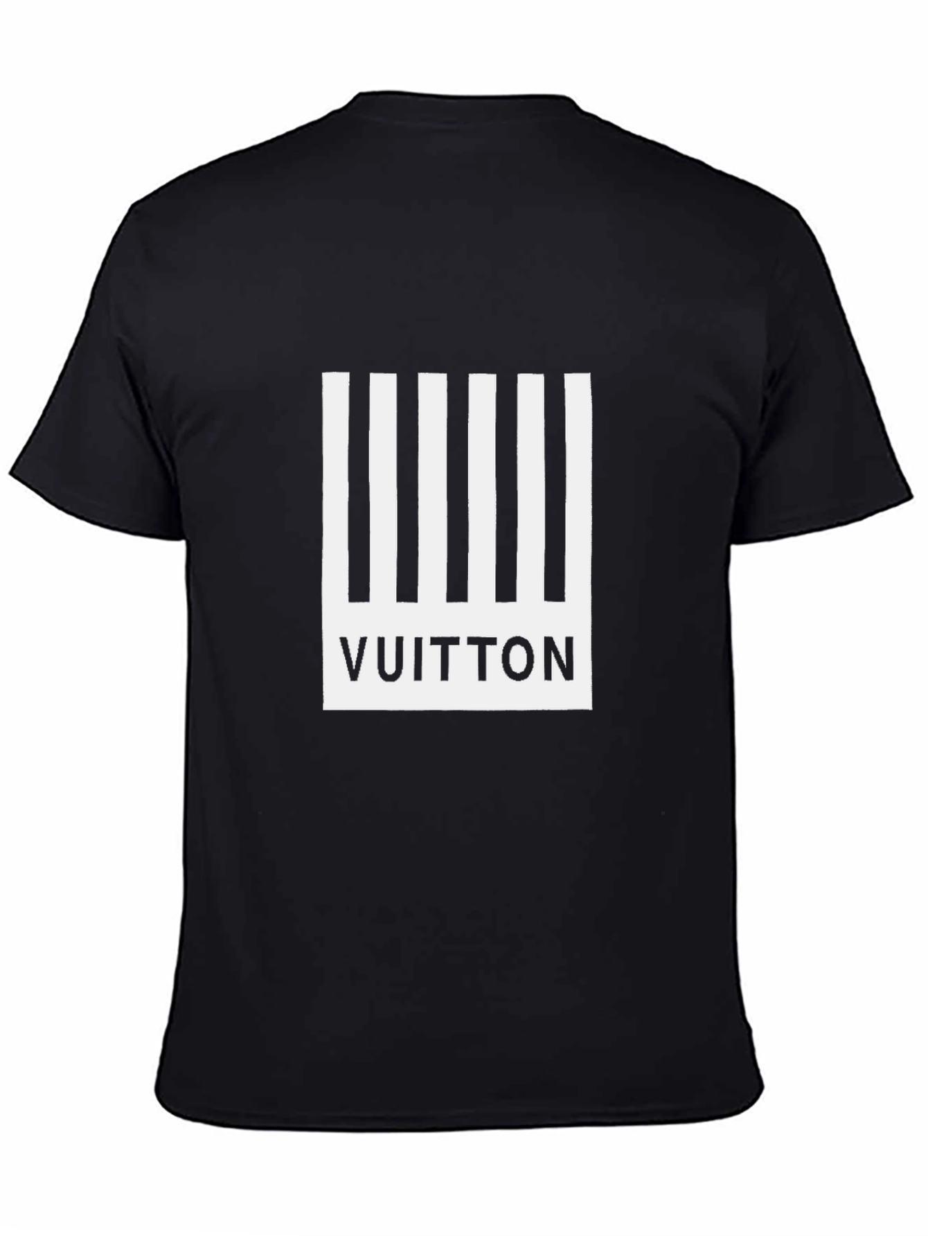 Mens Black Striped Vuitton Graphic T-Shirt