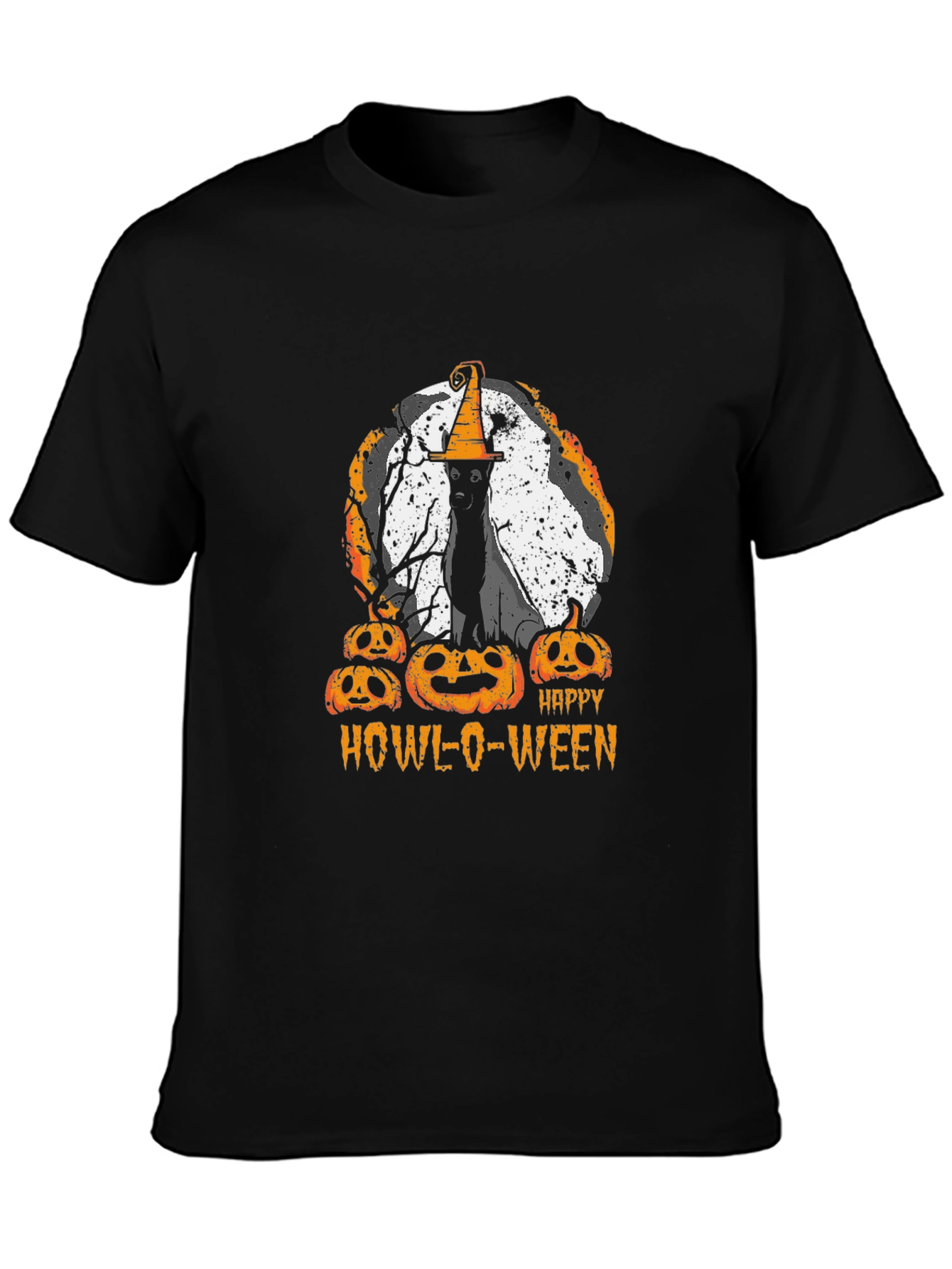 Happy Howl-O-Ween T-Shirt Cat Pumpkin Halloween Tee