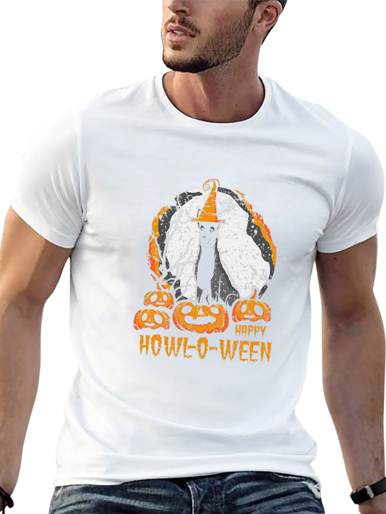 Happy Howl-O-Ween T-Shirt Cat Pumpkin Halloween Tee