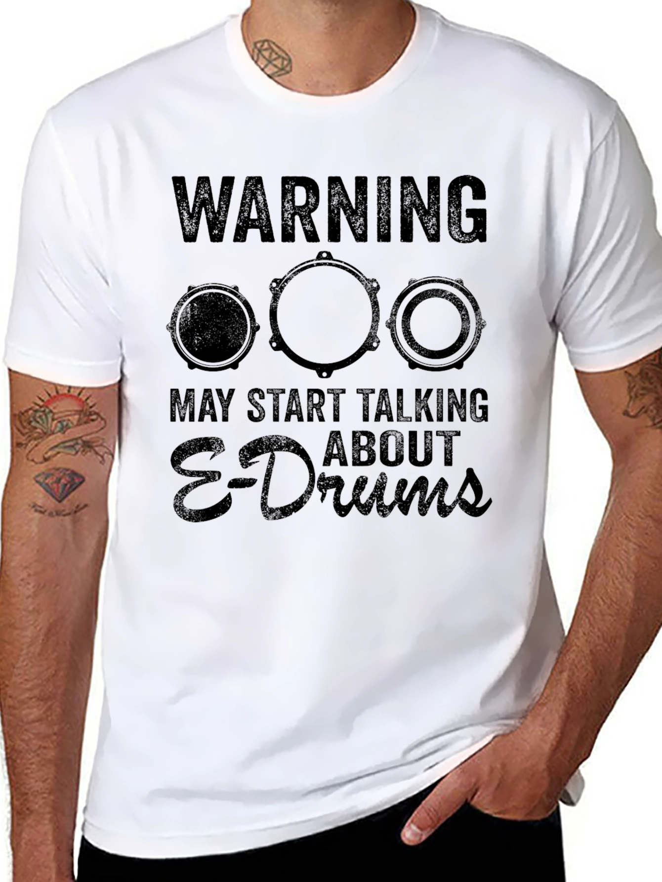 Warning May Start Talking About E-Drums Graphic T-Shirt