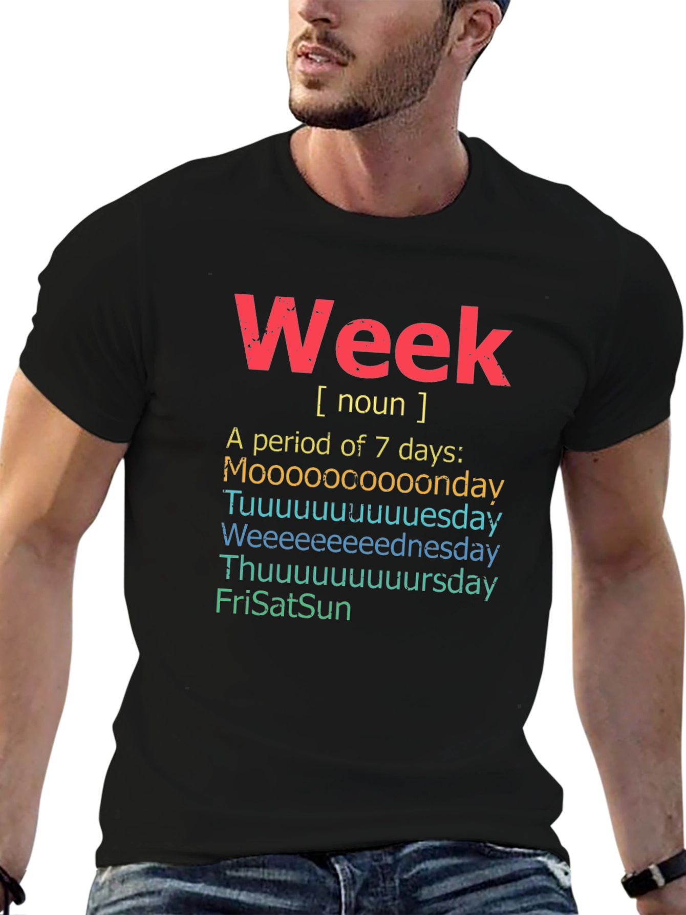 Funny Week Definition Black T-Shirt