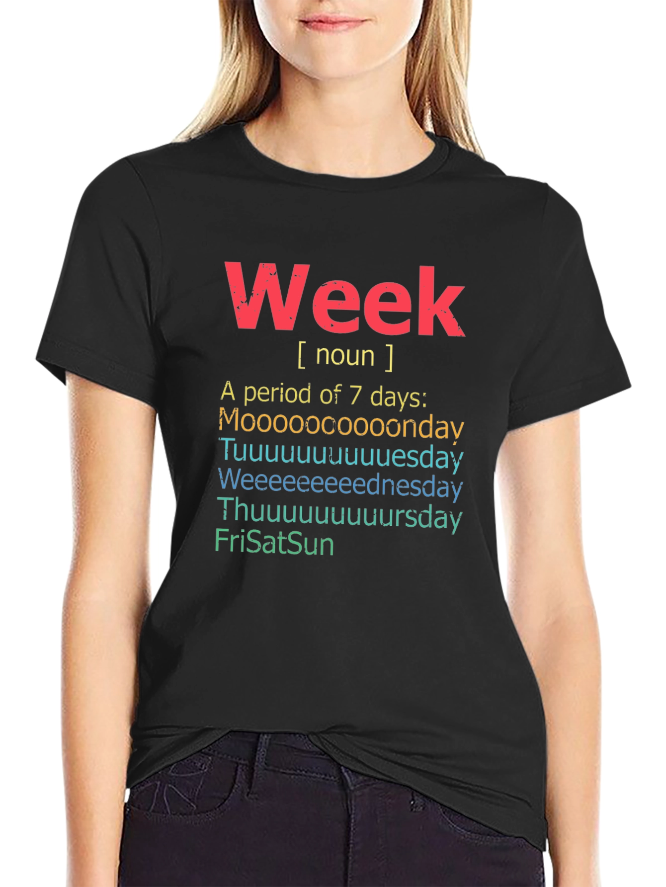 Funny Week Definition Black T-Shirt