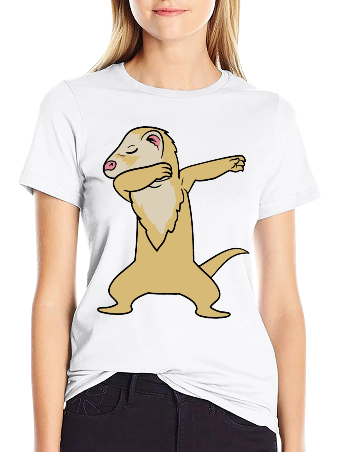 Dabbing Ferret Graphic T-Shirt - Cool Animal Tee