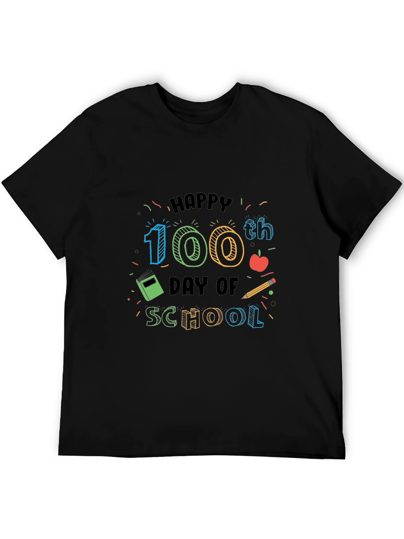Happy 100th Day of School Black T-Shirt