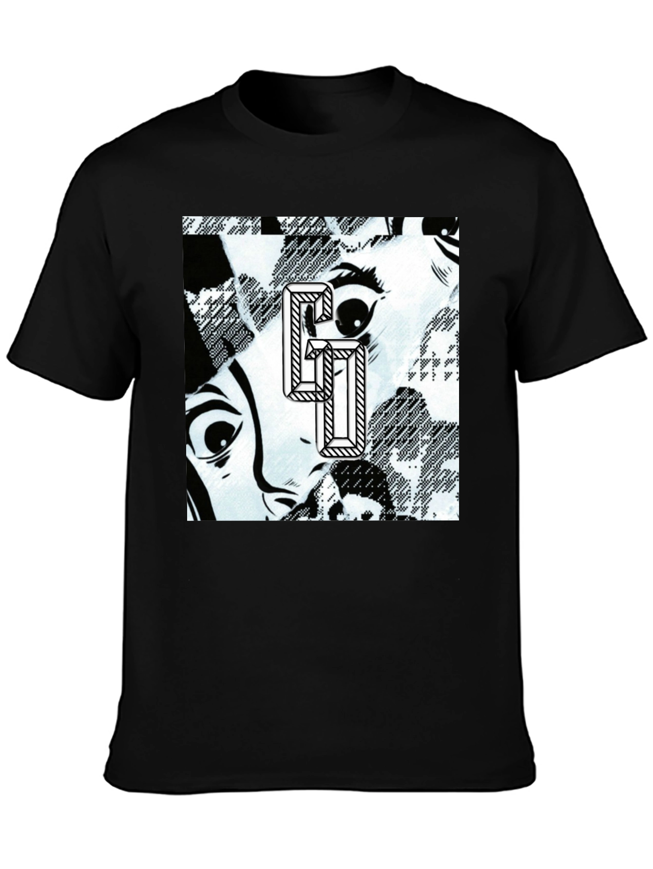 Graphic Print Black Cotton Tee