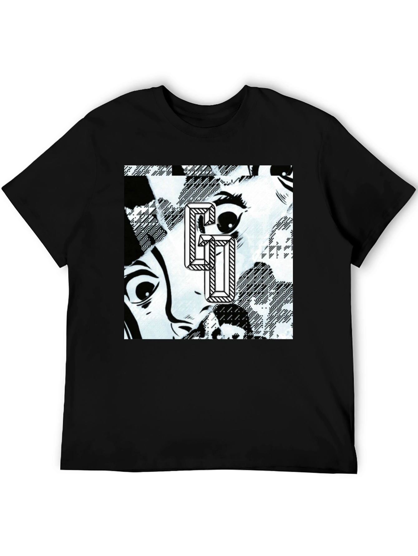 Graphic Print Black Cotton Tee