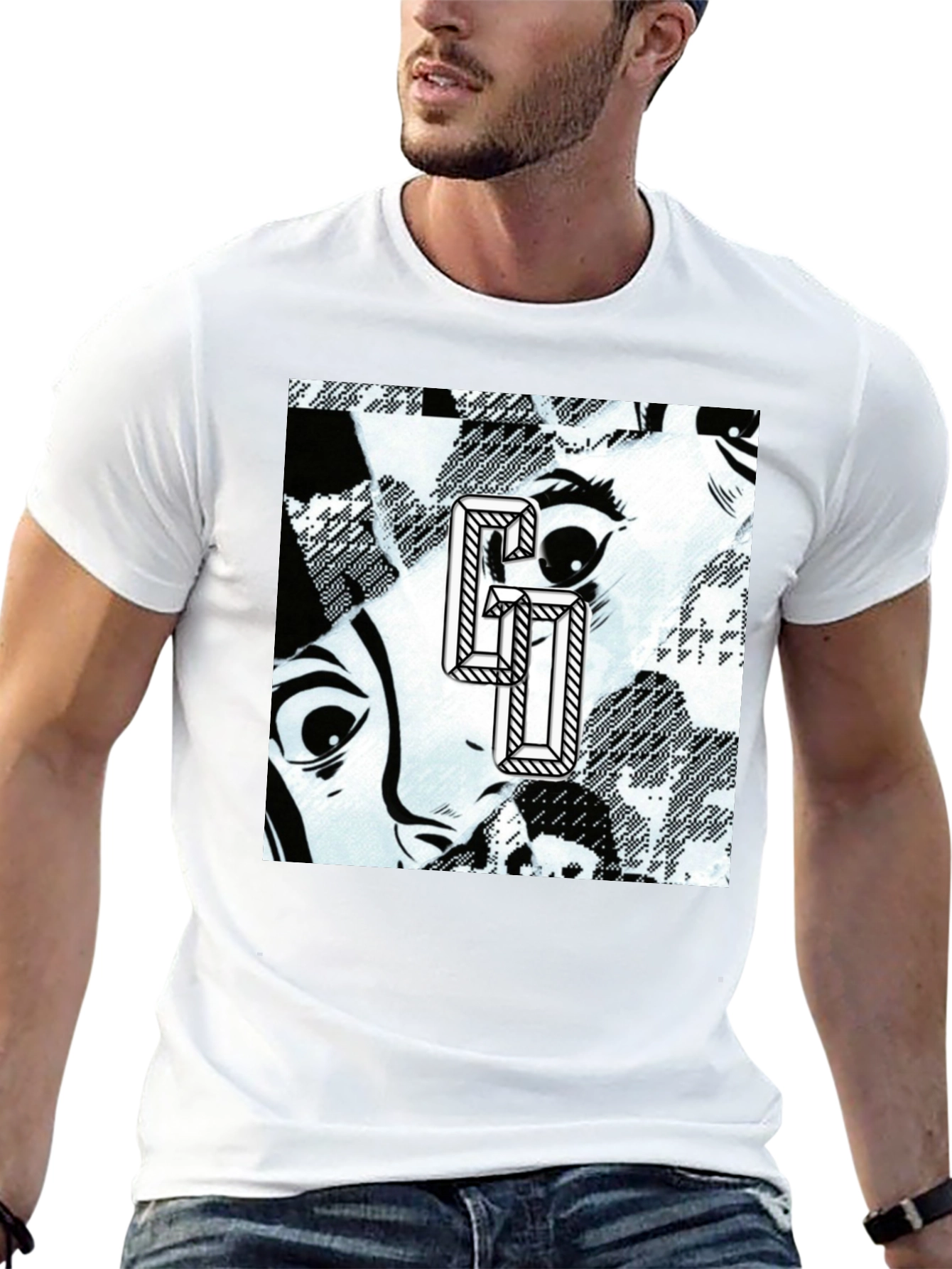 Graphic Print Black Cotton Tee