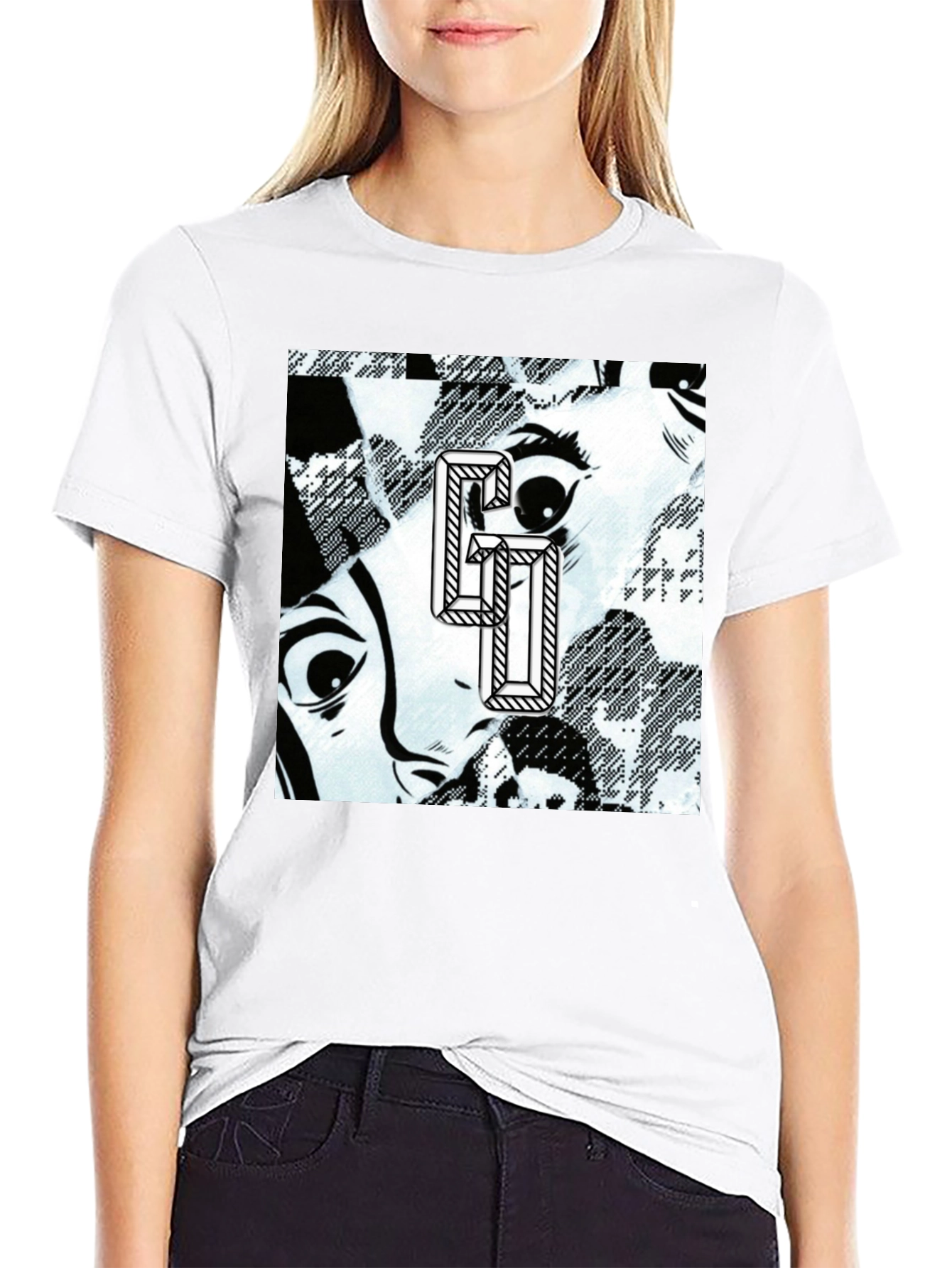 Graphic Print Black Cotton Tee