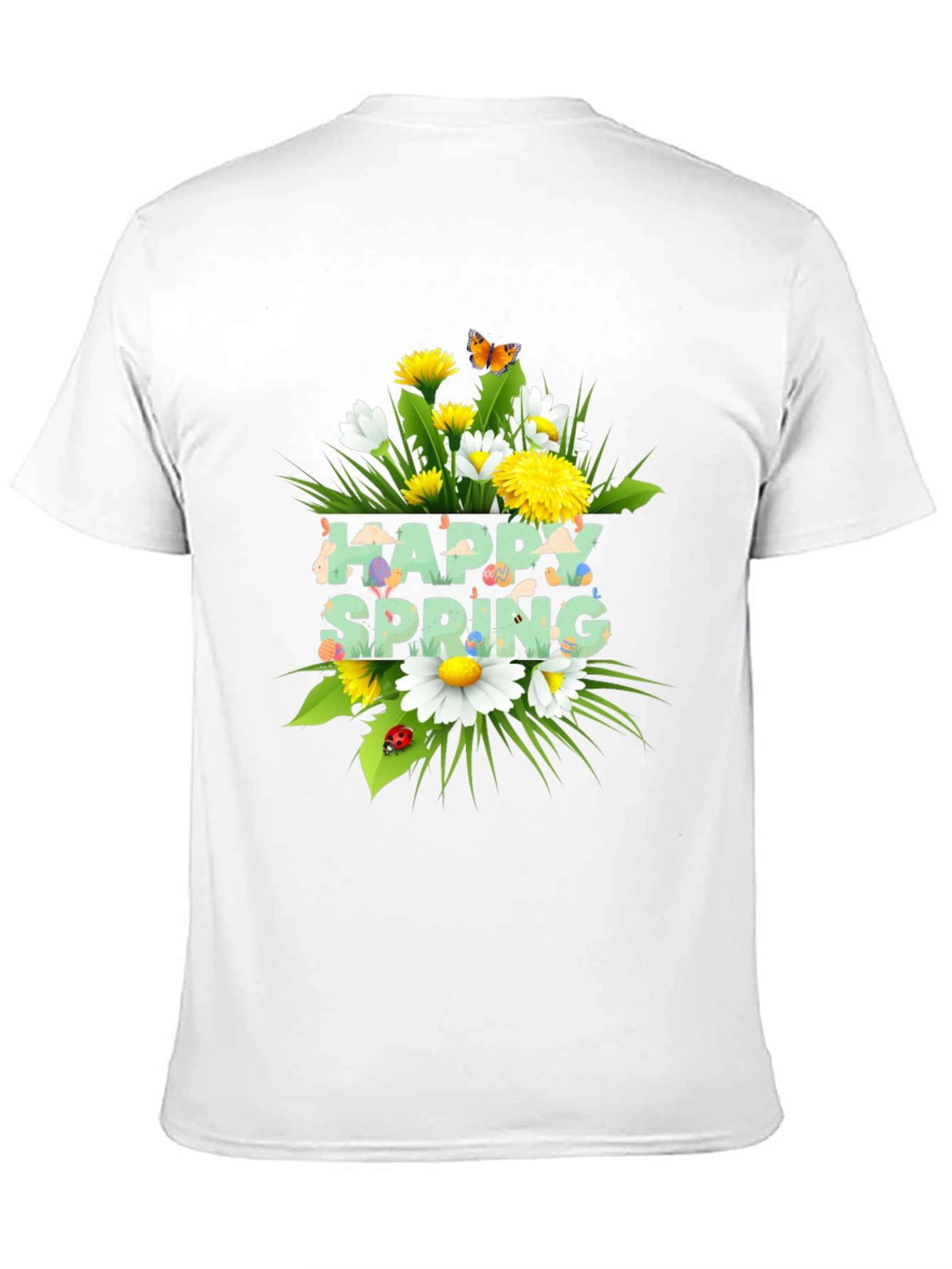 Happy Spring Floral Graphic Black T-Shirt