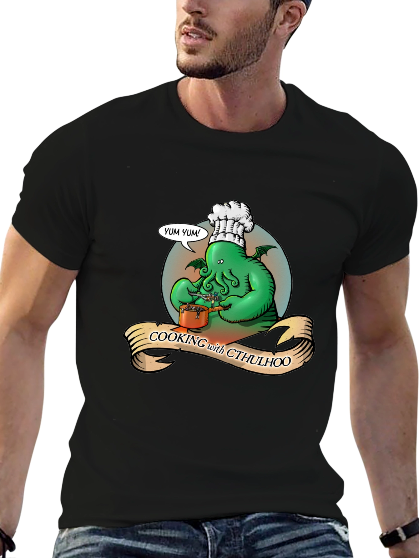 Cooking with Cthulhu Black Graphic T-Shirt