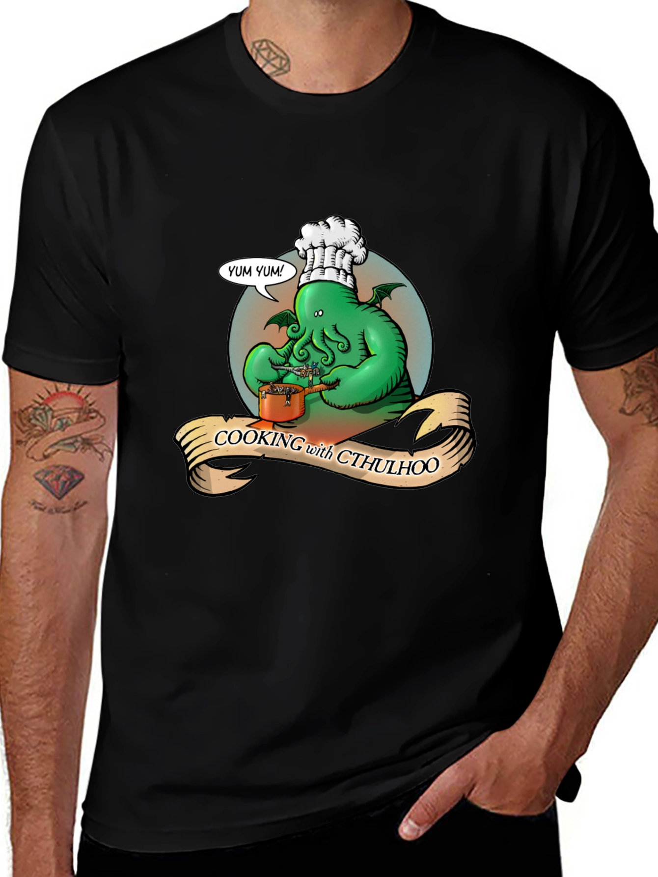 Cooking with Cthulhu Black Graphic T-Shirt