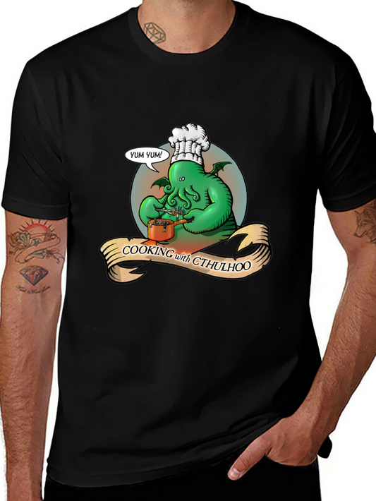 Cooking with Cthulhu Black Graphic T-Shirt