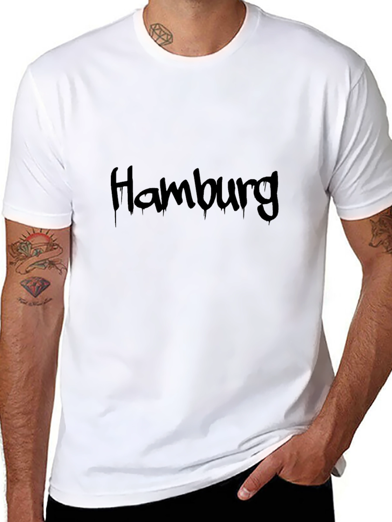Hamburg Dripping Text Black T-Shirt
