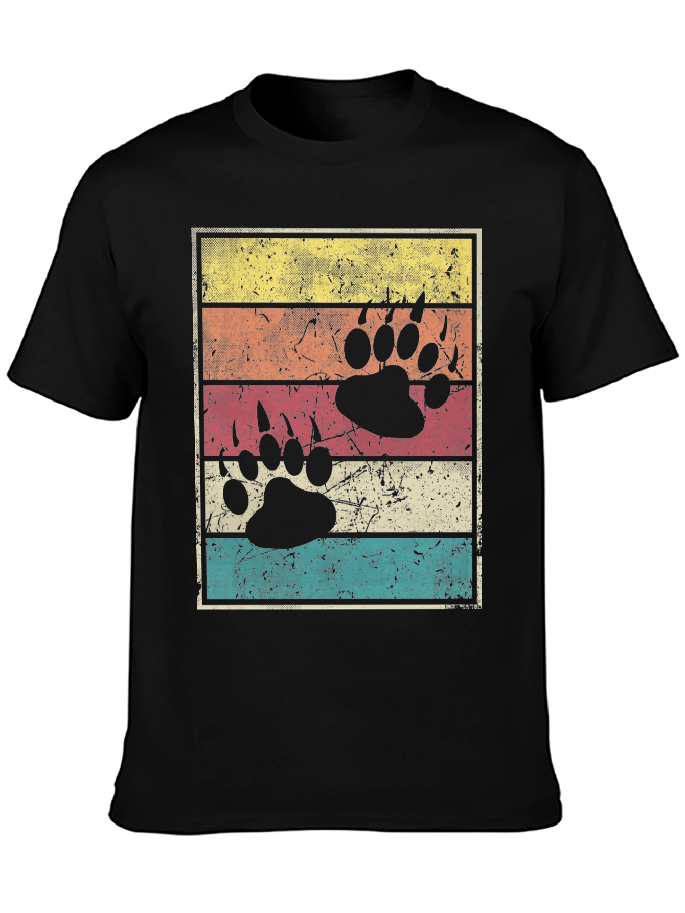 Retro Bear Paw Print T-Shirt