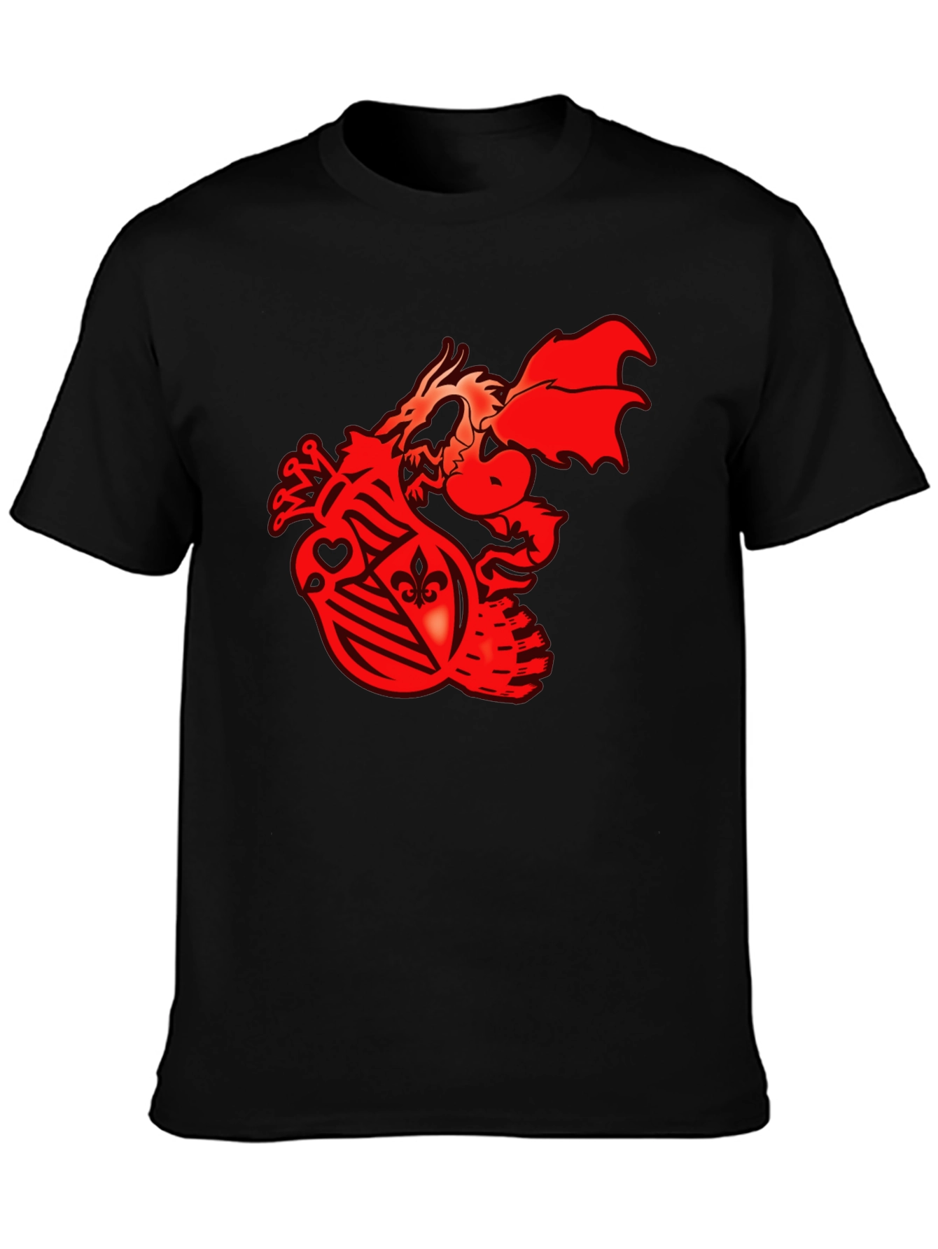 Dragon Crest Graphic Tee - Black Cotton T-Shirt