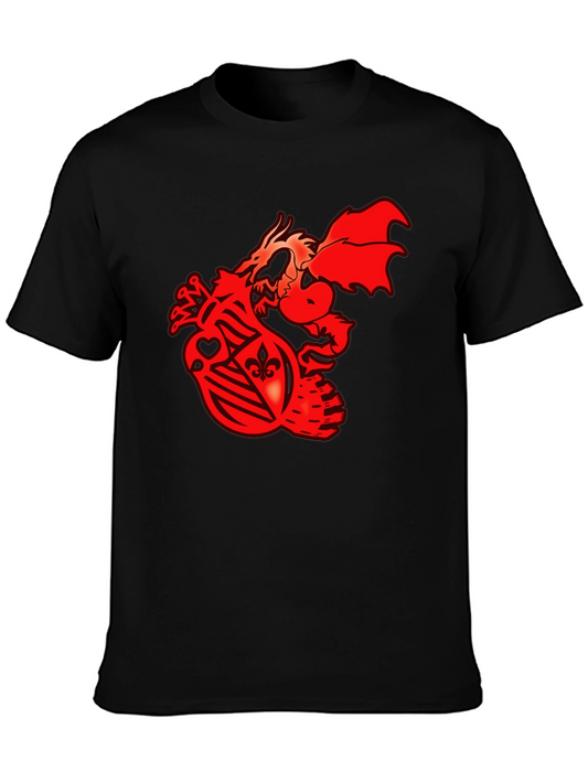 Dragon Crest Graphic Tee - Black Cotton T-Shirt
