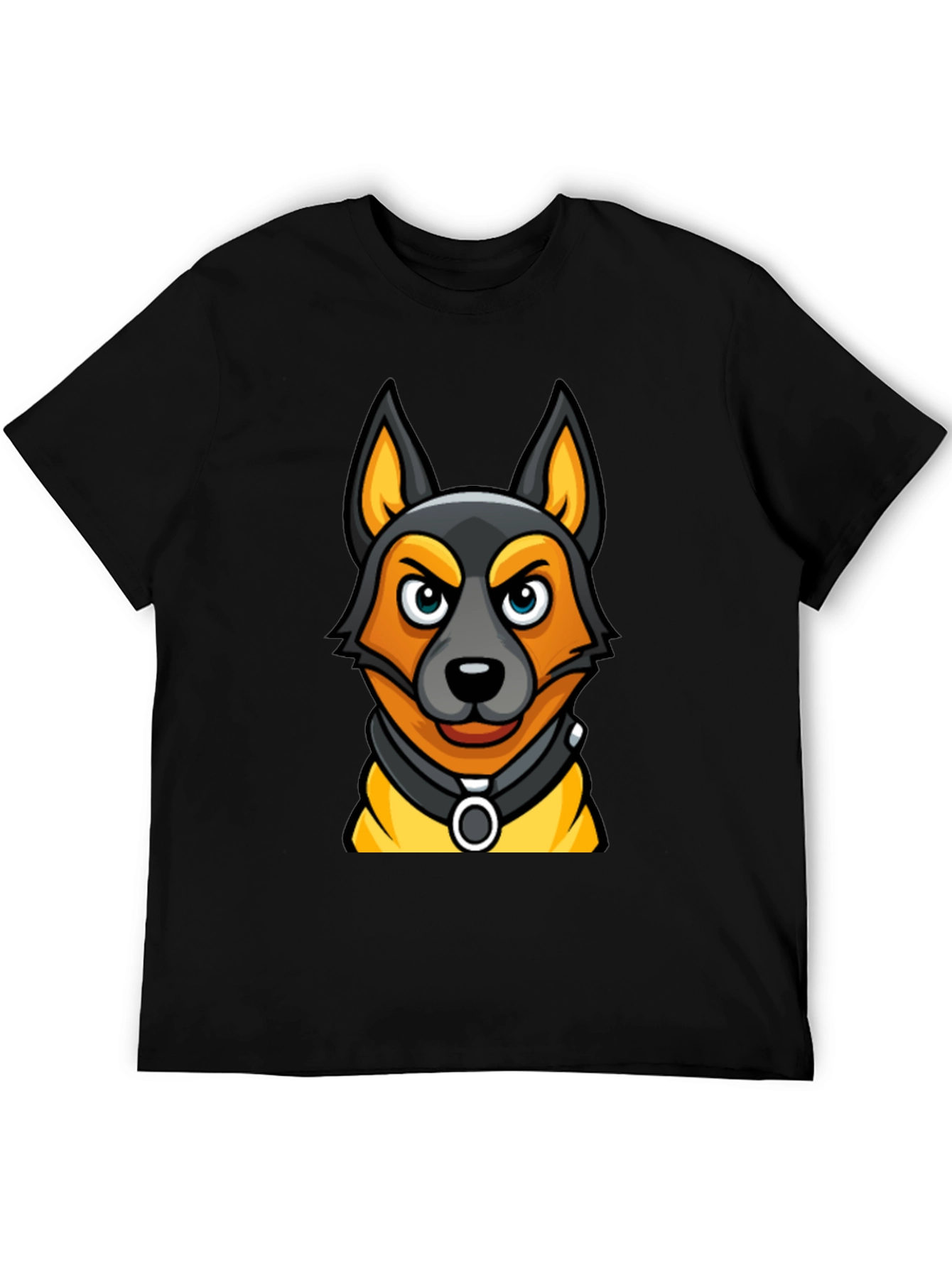 Cartoon Dog Graphic Tee - Black