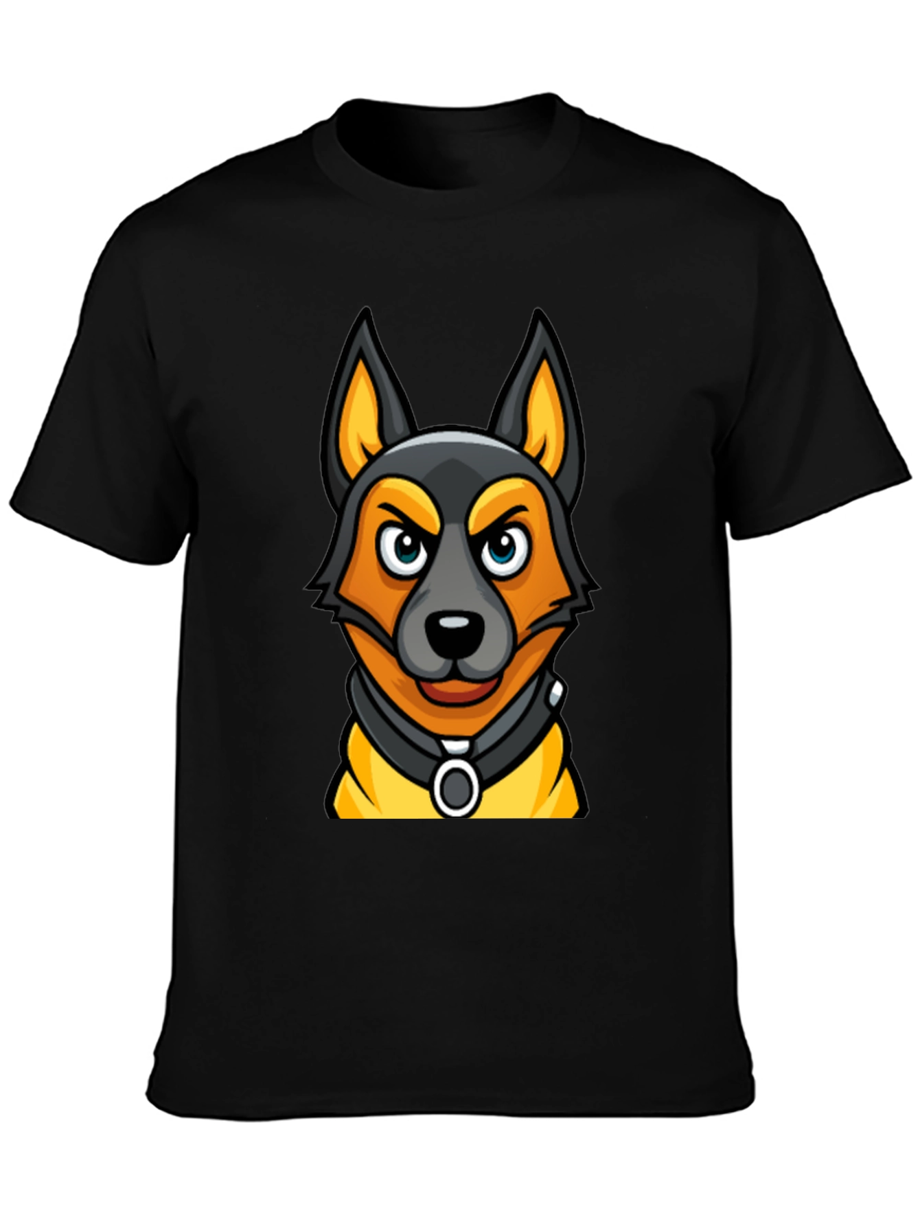 Cartoon Dog Graphic Tee - Black