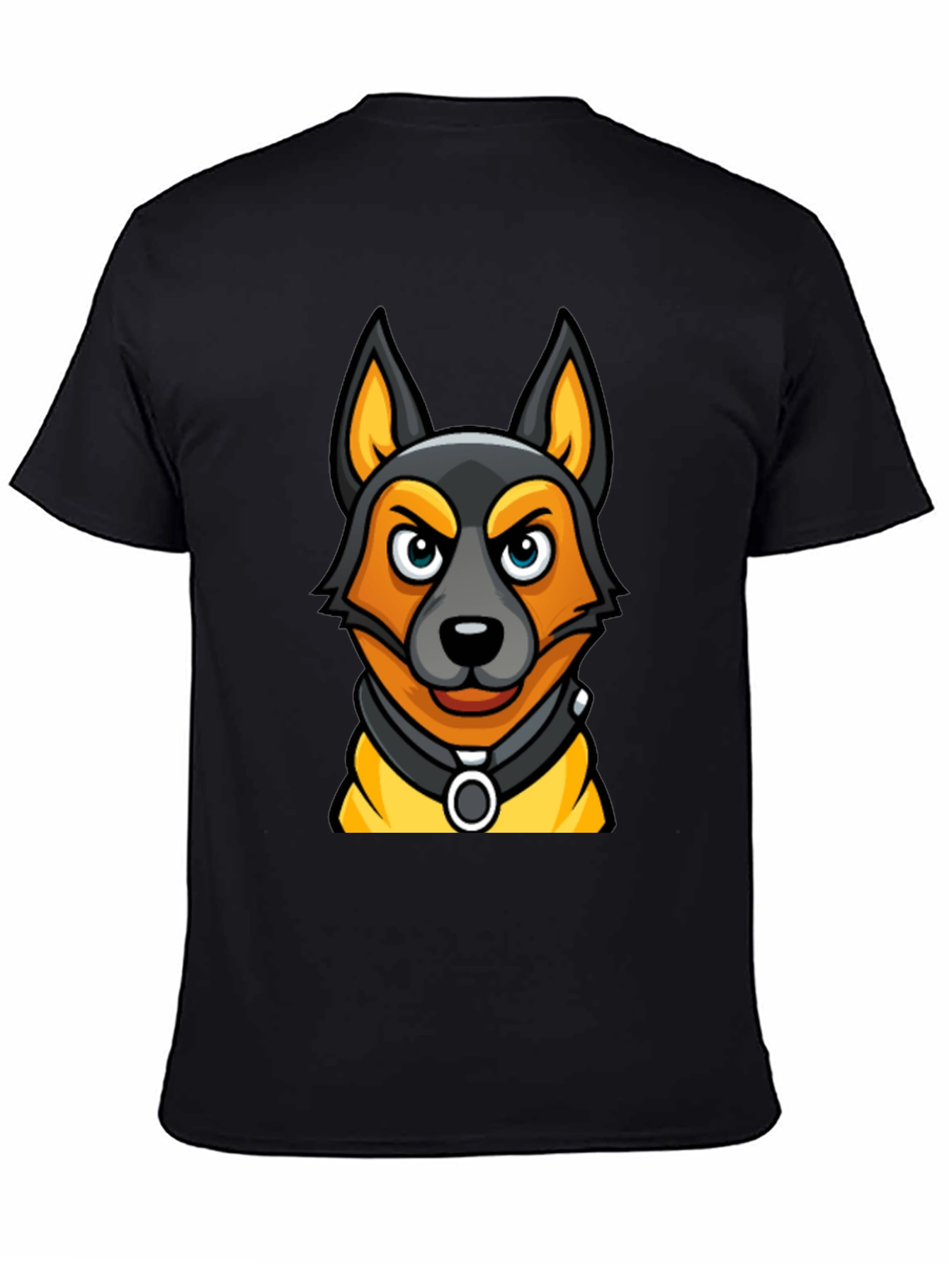 Cartoon Dog Graphic Tee - Black