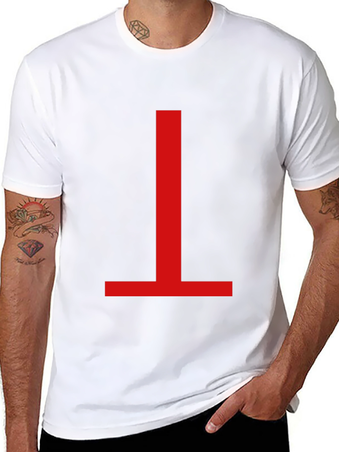 Minimalist Red Symbol Black T-Shirt