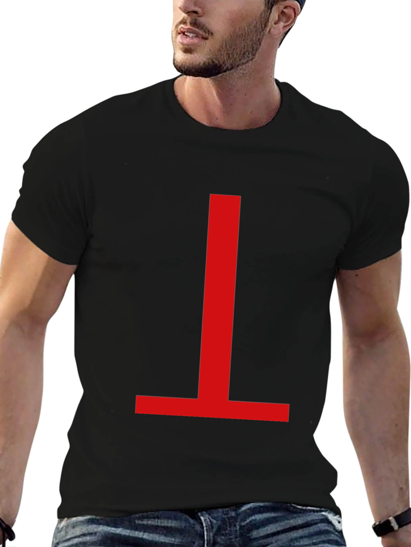 Minimalist Red Symbol Black T-Shirt