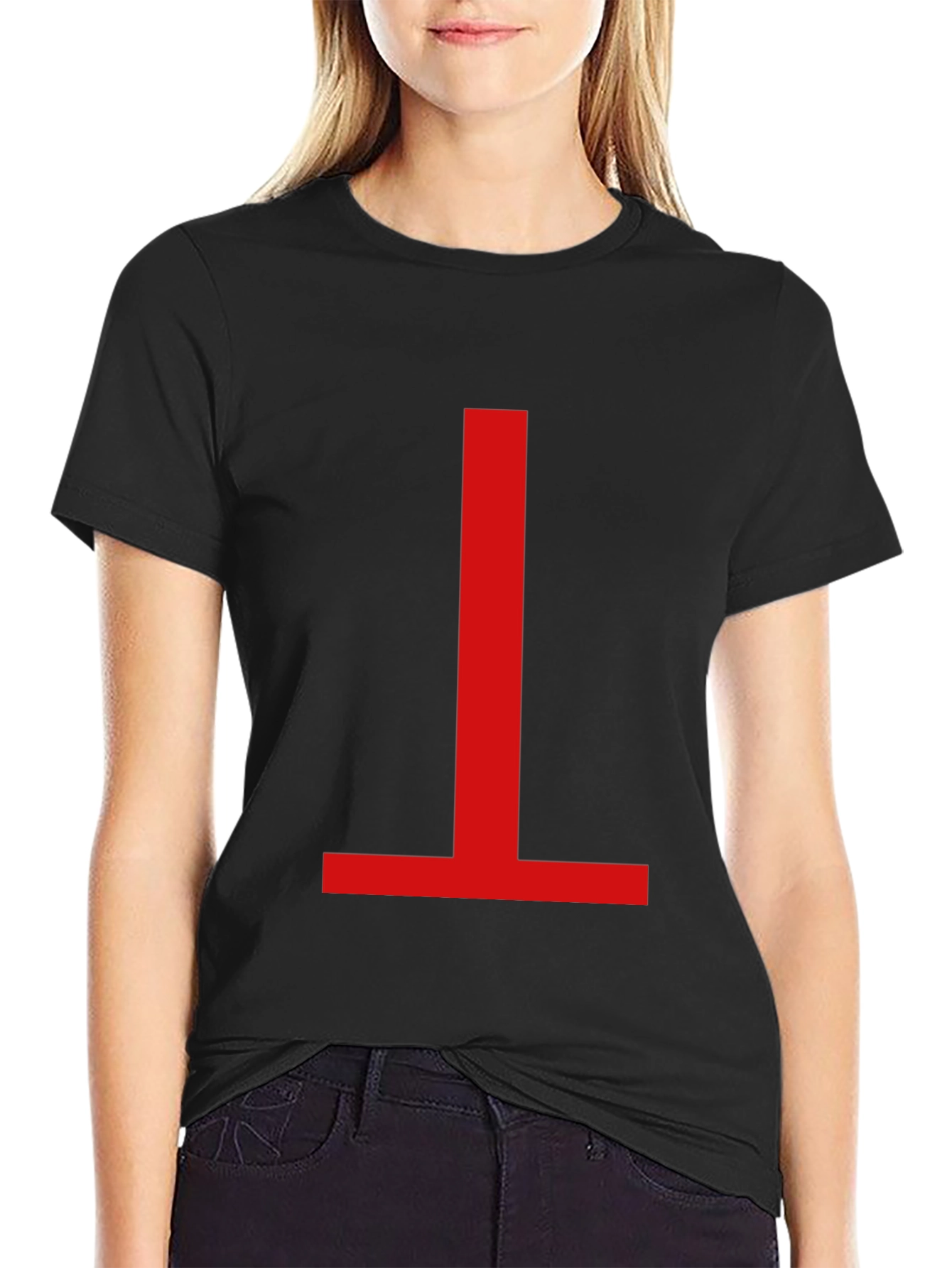 Minimalist Red Symbol Black T-Shirt