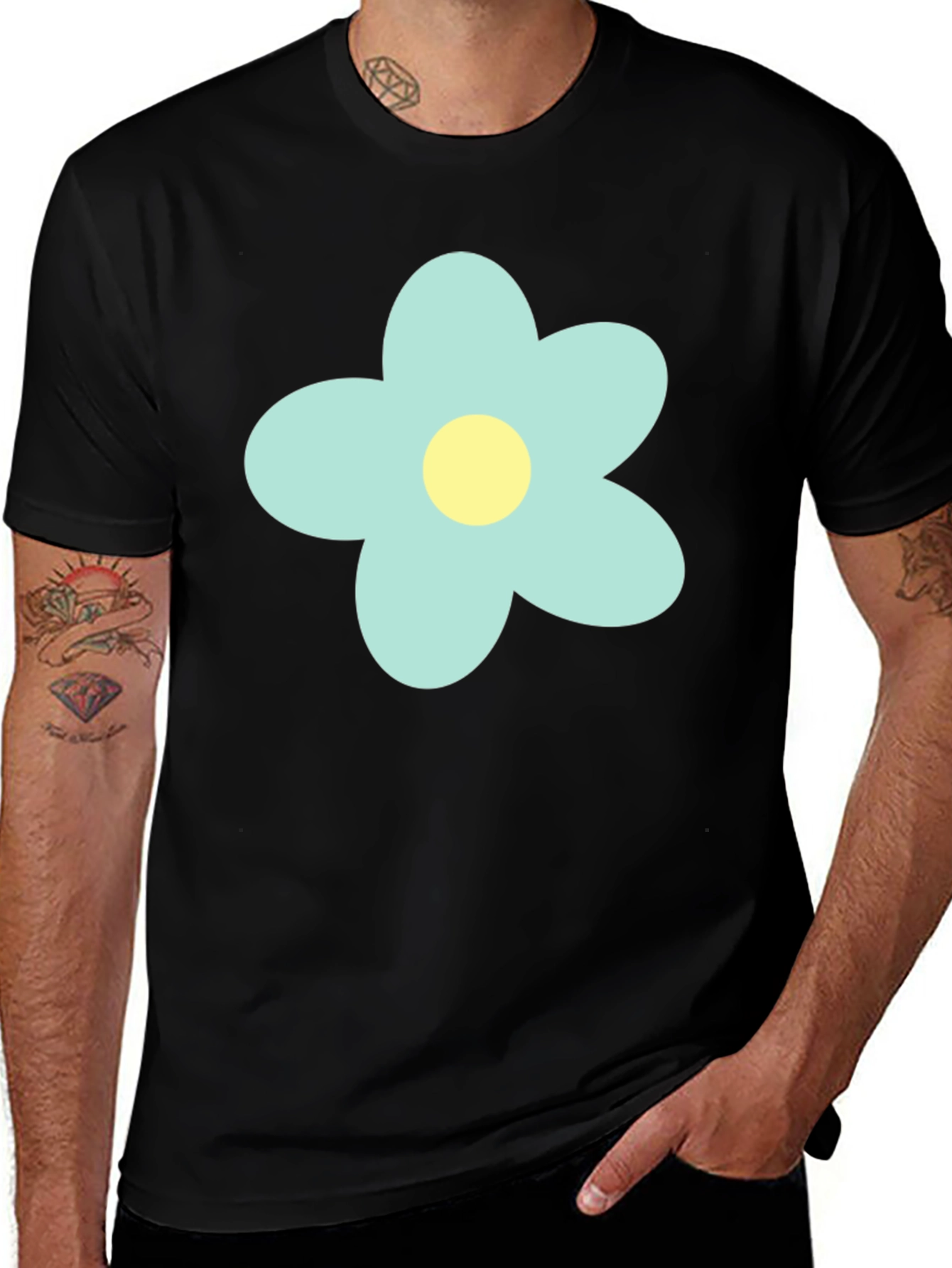 Flower Graphic T-Shirt - Mens Black Tee