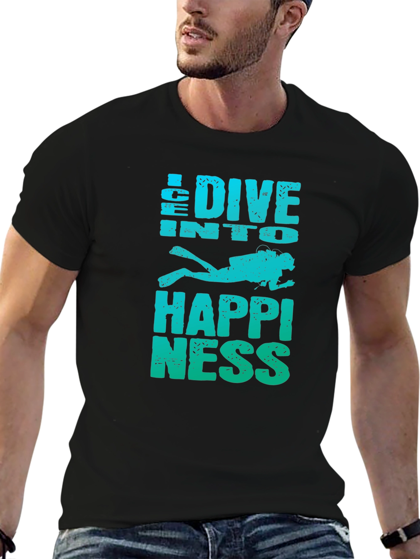 Dive Into Happiness Mens Graphic T-Shirt